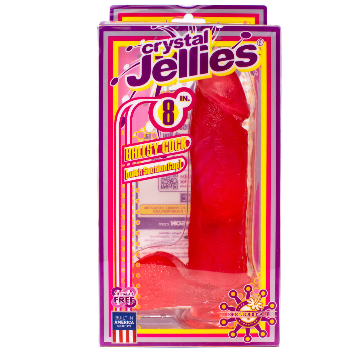 Crystal Jellies 8 Inch Ballsy Cock in Pink