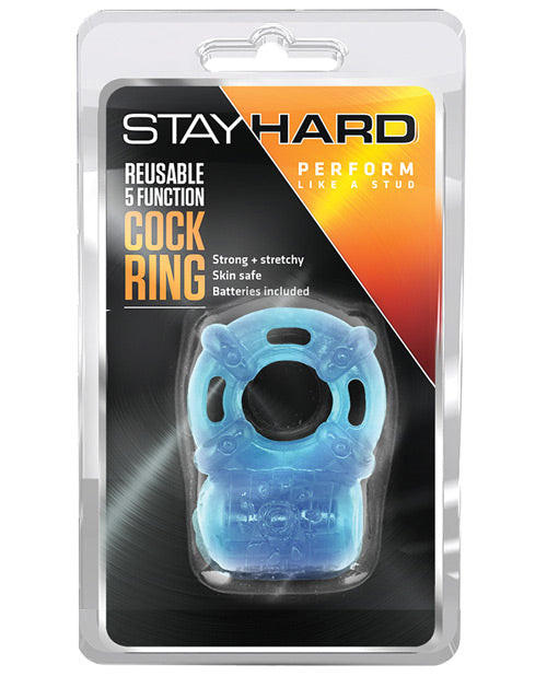 Blush Stay Hard Vibrating Reusable 5 Function Cock Ring