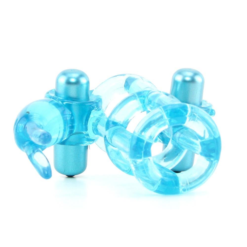 Double Trouble Vibrating Support System in Blue by  California Exotics -  - 3