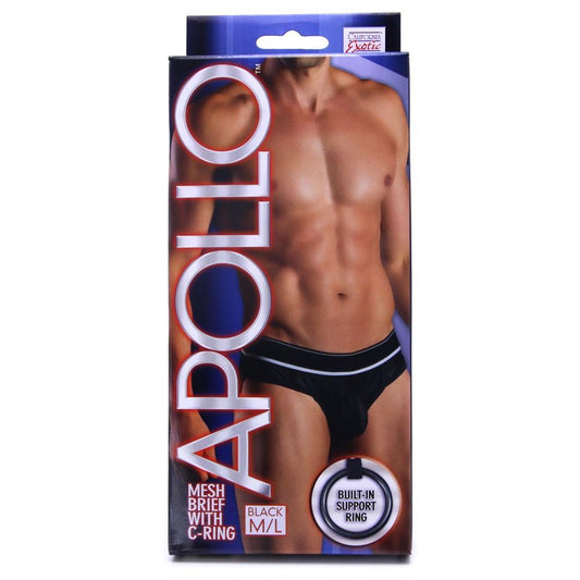 Apollo Black Mesh Briefs with Cock Ring by  California Exotics -  - 6