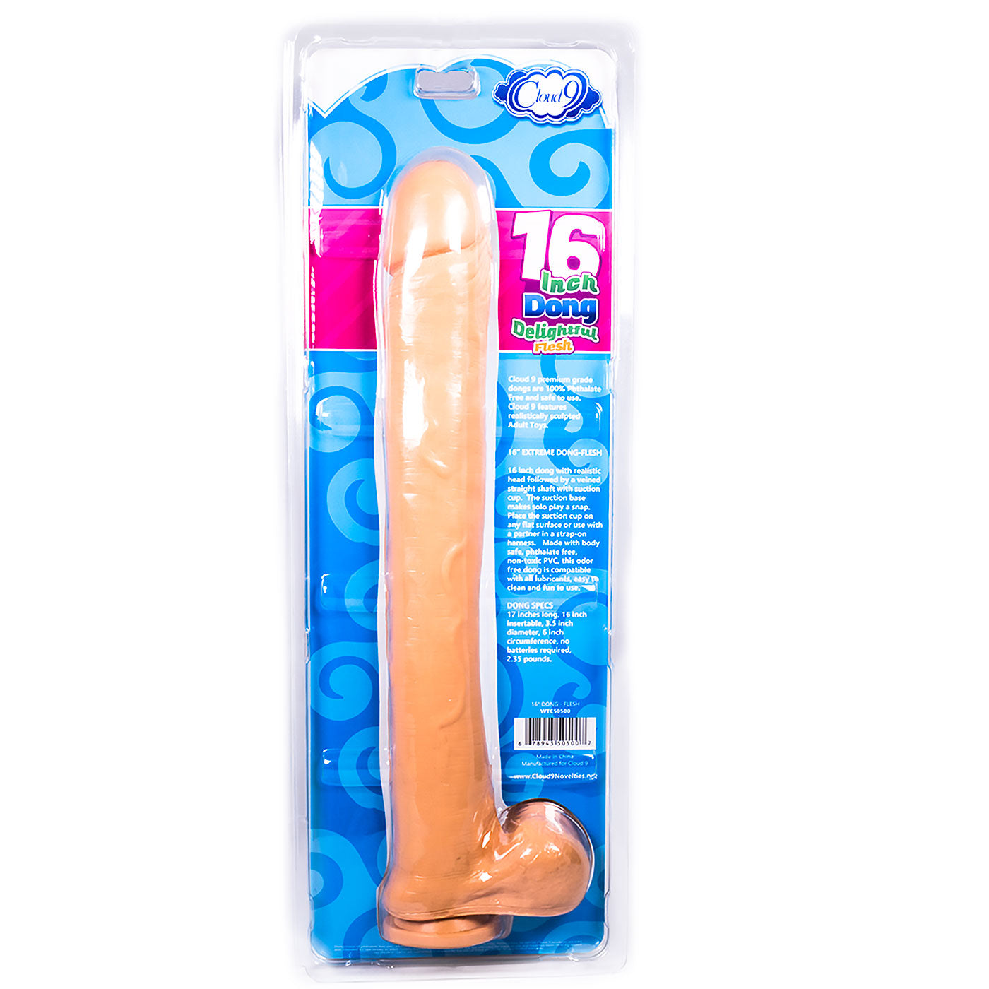 Cloud 9 Extreme Delightful Dong Suction Cup 16 Inches Realistic Dildo