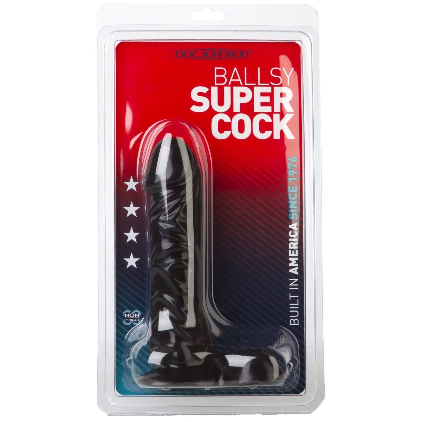 Ballsy Supercock 7 Inch Dildo in Black