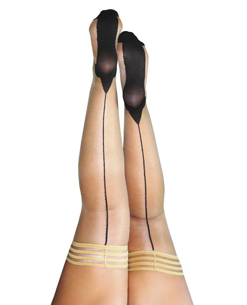 Kix'ies Ruby Cuban Heel Thigh High Nude D