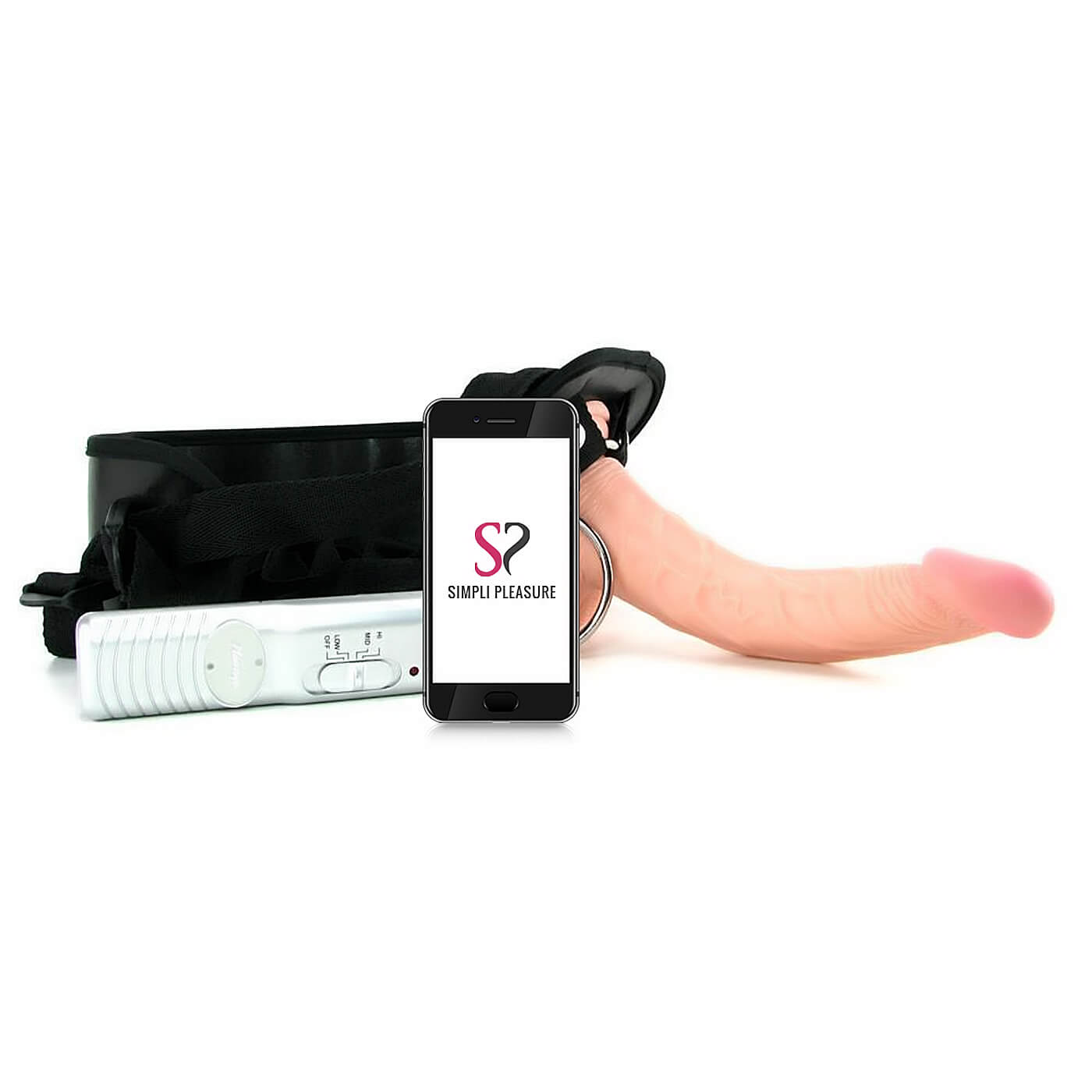 Real Skin Whoppers Vibrating Dildo & Universal Harness 8 Inches