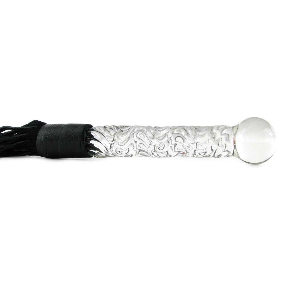 Icicles No 38 'Cat-O-Nine' Leather Whip And Glass Dildo Handle