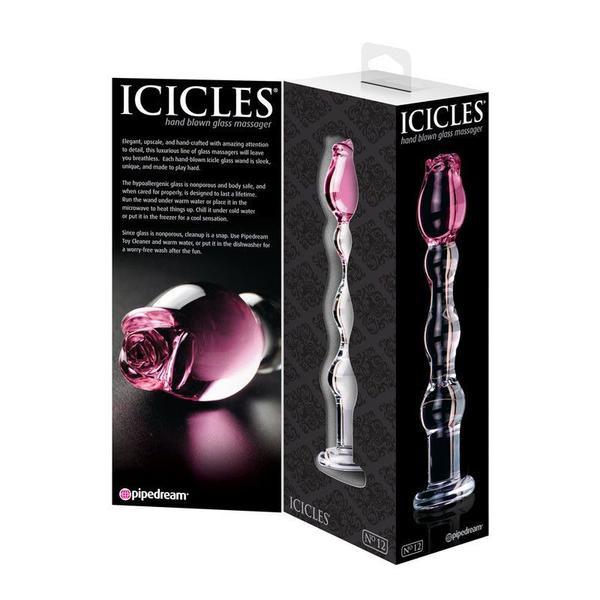 Icicles No 12 Rose Tip 7 Inch Glass Dildo