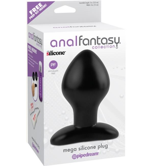 'Mega' Huge Anal Plug in Black Silicone + Free Anal Prep Kit!