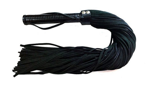 Rouge Garments Long Black Suede Flogger Leather Handle