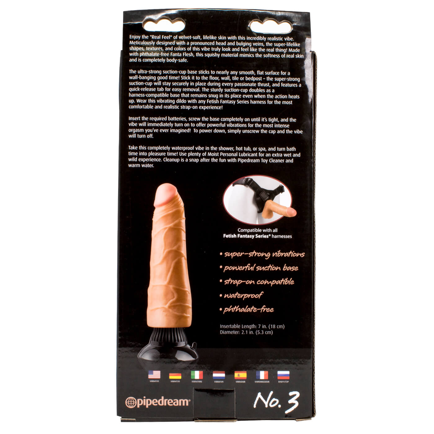 Real Feel Deluxe No.3 Realistic Vibrating 7 Inch Suction Dildo