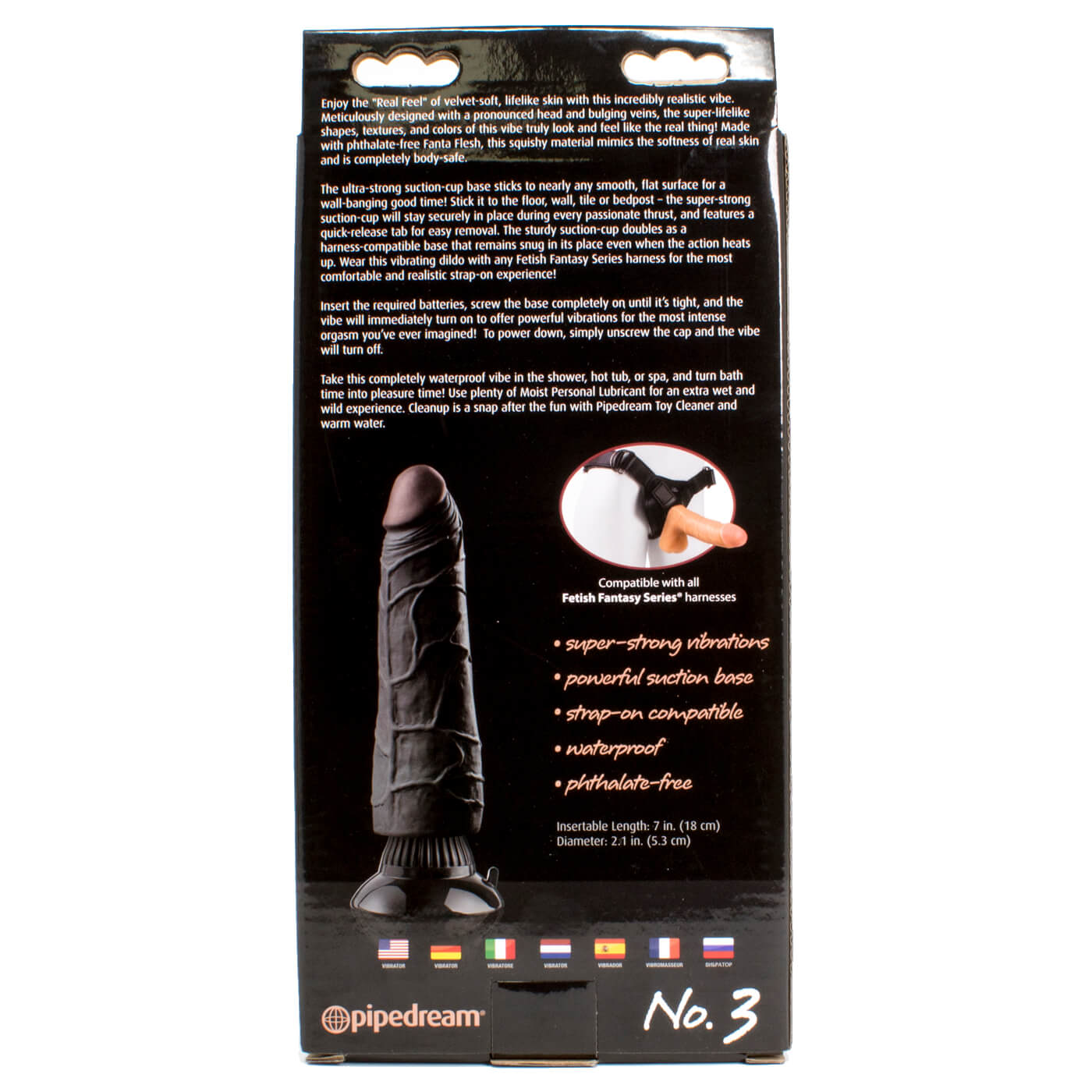Real Feel Deluxe No.3 Realistic Vibrating 7 Inch Suction Dildo