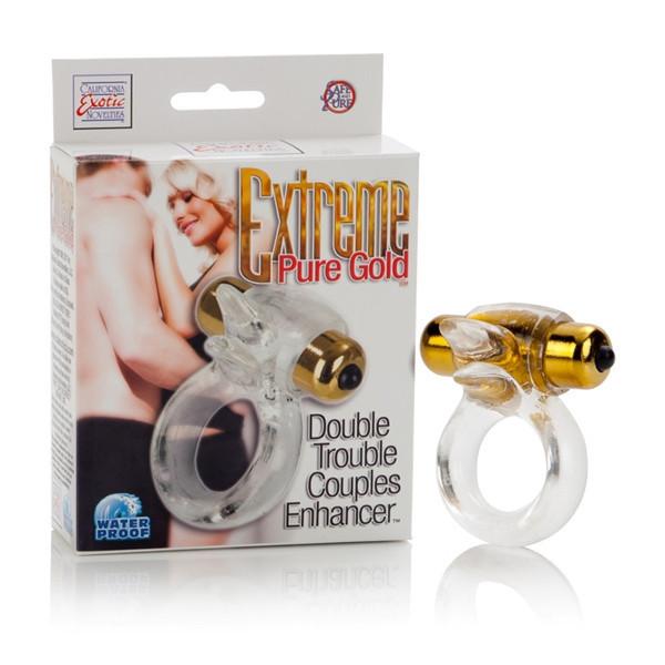 Extreme Gold Double Trouble Couples Enhancer Ring by  California Exotics -  - 2