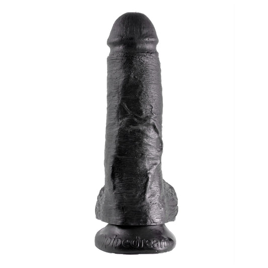 King Cock Ultra Realistic 8 Inch Black Suction Cup Dildo With Balls