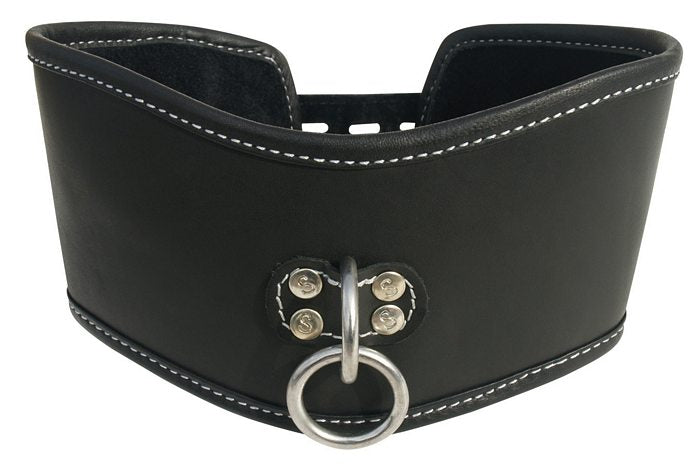 Edge Soft Leather Posture Collar Lockable Buckle 18 inches Bondage Gear