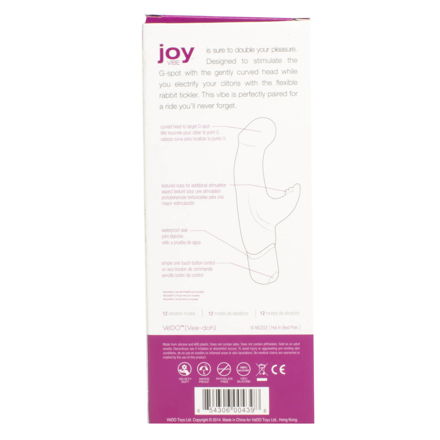 Vedo Joy Extra Quiet 12 Function Waterproof G-Spot Rabbit Vibrator