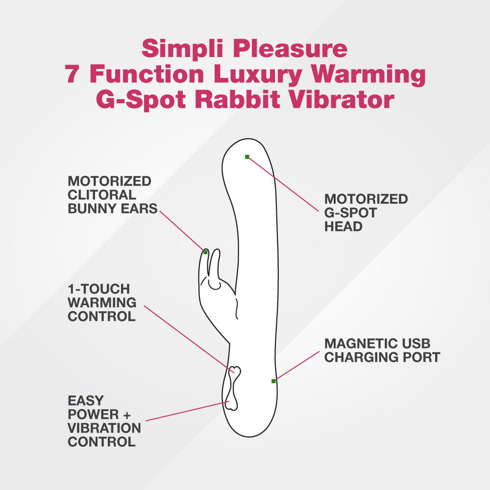 Simpli Pleasure 7 Function Luxury Warming G-Spot Rabbit Vibrator