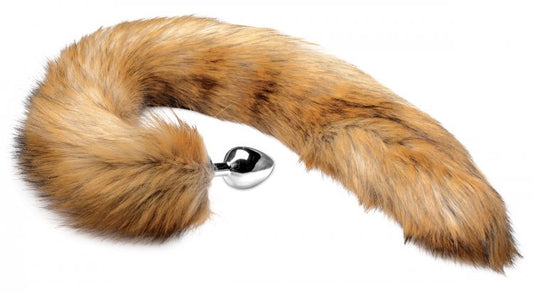 XR Brands Extra Long Mink Tail Metal Anal Plug Animal Tail Butt Metal Plug