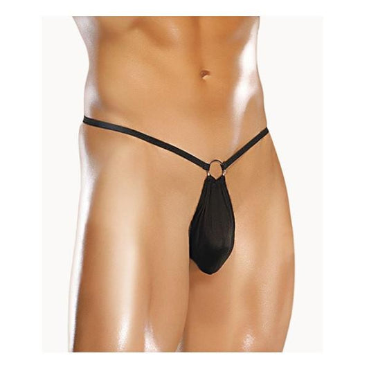 G-String W/Front Ring Black S/M