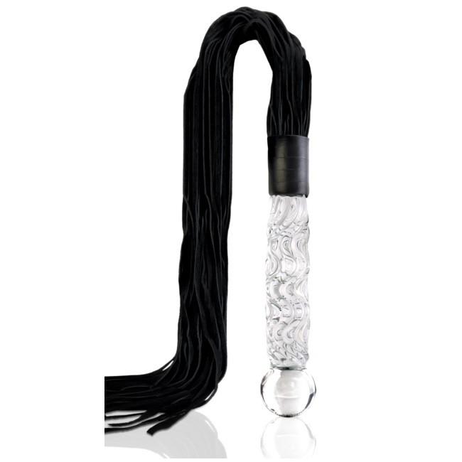 Icicles No 38 'Cat-O-Nine' Leather Whip And Glass Dildo Handle