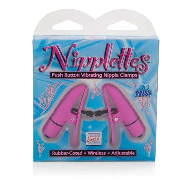 Nipplettes Vibrating Nipple Clamps in Pink